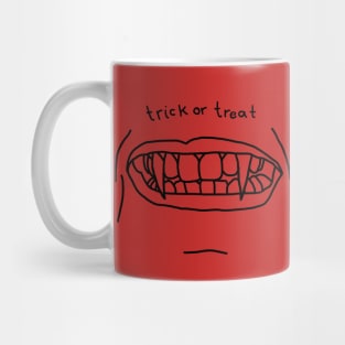 Halloween Horror Trick or Treat Fangs Line Art Mug